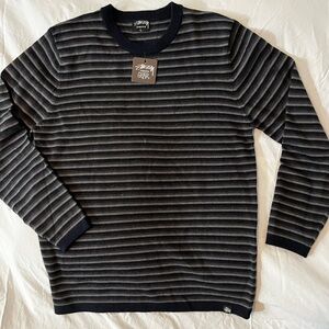 Stussy striped sweater
Size L
Dark blue, gray, olive green stripes